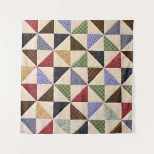 Kleurrijke Patchwork Quilt: Bloemtextuur. Wandkleed