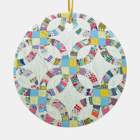 Kleurrijke patchwork quilt keramisch ornament (Voorkant)