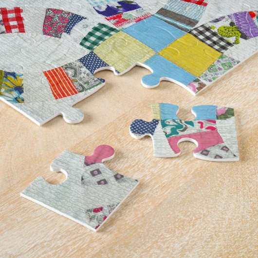 Kleurrijke patchwork quilt legpuzzel (Zijkant)
