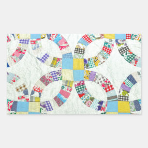 Kleurrijke patchwork quilt rechthoekige sticker