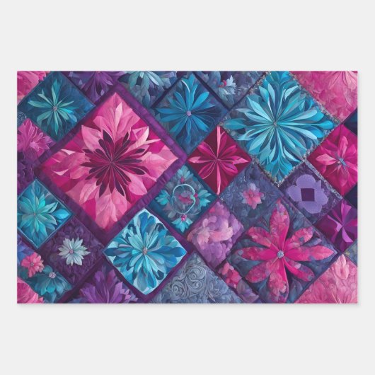 Kleurrijke Patchwork Quilt Wrapping Paper Sheets (Voorkant 3)