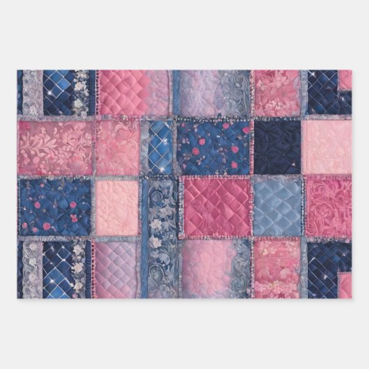 Kleurrijke Patchwork Quilt Wrapping Paper Sheets (Voorkant 3)