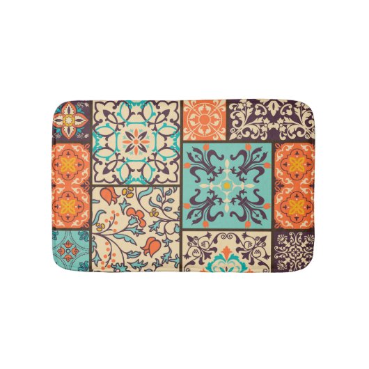 Kleurrijke Patchwork Tegel: Islamitische Majolica Badmat (Voorkant)