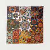 Kleurrijke Patchwork Tegel: Majolica Pottery Style Wandkleed (Voorkant (horizontaal))