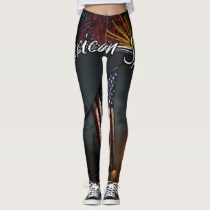 Kleurrijke Patriottische Amerikaanse Geest Vlag St Leggings