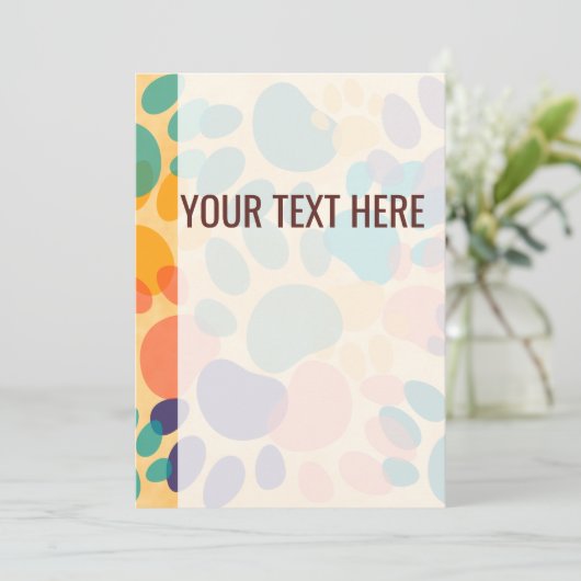 Kleurrijke Patroon Hond Paw Prints Aankondiging (Staand voorkant)