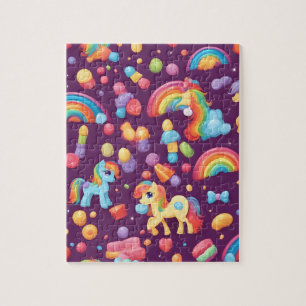 Kleurrijke patroonsnoepjes snoepjes regenboogpony' legpuzzel
