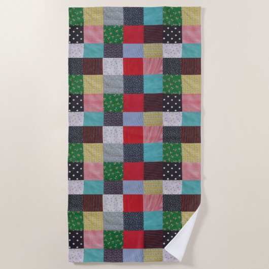 Kleurrijke Patterned Squares  Stijl Patchwork Strandlaken (Voorkant)