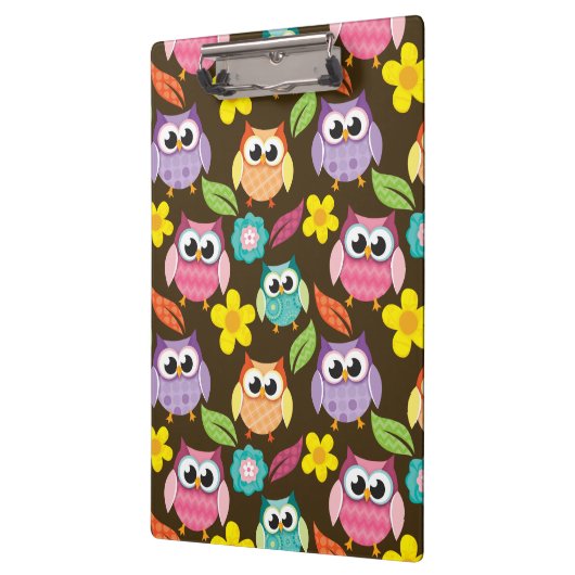Kleurrijke Patterned Uilen en Bloemen Klembord (Links)