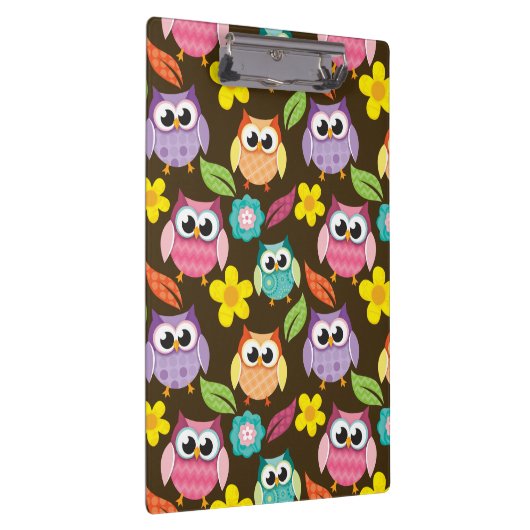Kleurrijke Patterned Uilen en Bloemen Klembord (Rechts)