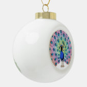 Kleurrijke Pauw Illustratie met Elegante Veer Keramische Bal Ornament (Links)