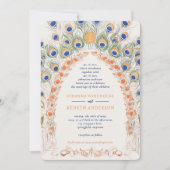 Kleurrijke pauwenboog | Monogram bruiloft Kaart (Voorkant)