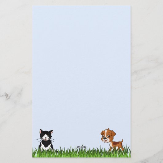 Kleurrijke Paw Prints met Hond en Kat Lined Briefpapier (Achterkant)