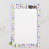 Kleurrijke Paw Prints met Hond en Kat Stationery Briefpapier (Voorkant / Achterkant)