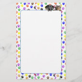 Kleurrijke Paw Prints met Hond en Kat Stationery Briefpapier (Voorkant)