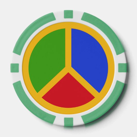 Kleurrijke Peace Sign poker chips (Voorkant)