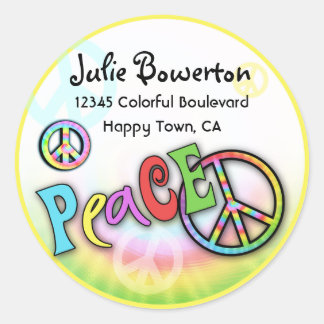 Kleurrijke Peace Tie Dye Address Label