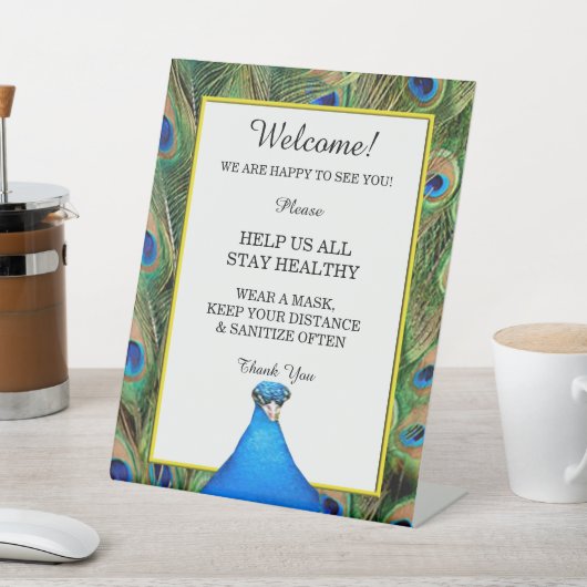 Kleurrijke Peacock bruiloft veiligheid Reclamebord Met Voetstuk (Insitu)