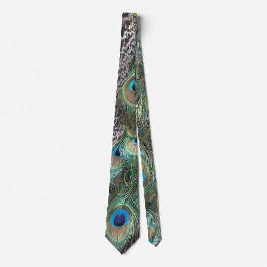 Kleurrijke Peacock Feathers Pattern Stropdas (Voorkant)