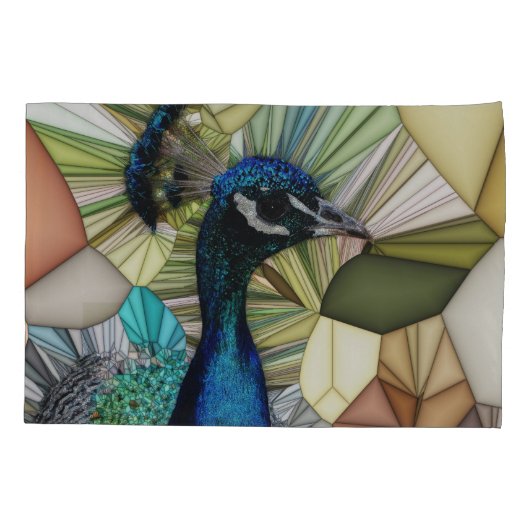 Kleurrijke Peacock Mozaïek Kussensloop (Achterkant)