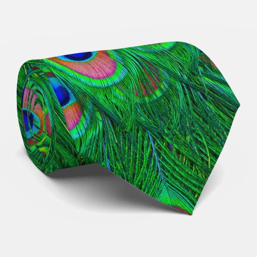 Kleurrijke Peacock Pattern Stropdas (Opgerold)
