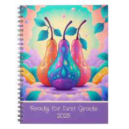 Kleurrijke peer voor 1e klas 2025 notitieboek