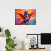 Kleurrijke Pegasus Paard Abstract schilderij Poster (Thuiskantoor)