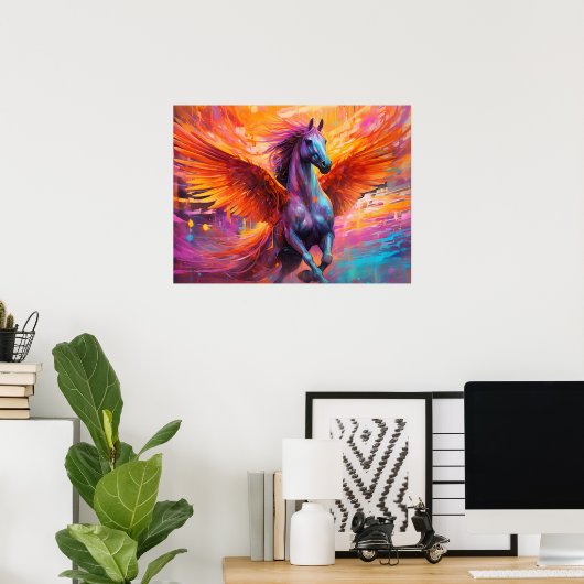 Kleurrijke Pegasus Paard Abstract schilderij Poster (Thuiskantoor)