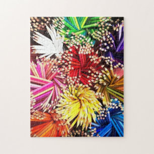 Kleurrijke Pencils Paars Blauw Geel Groen Rood Roz Legpuzzel