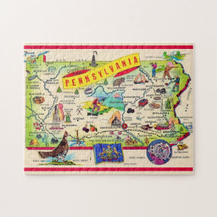 Kleurrijke Pennsylvania Briefkaart Kaart Legpuzzel