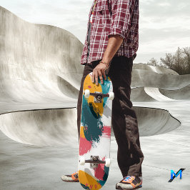 Kleurrijke penseelstreek - minimalistisch Abstract Skateboard