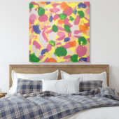 Kleurrijke penseelstreken Abstract Art Canvas Prin (Insitu (Slaapkamer))