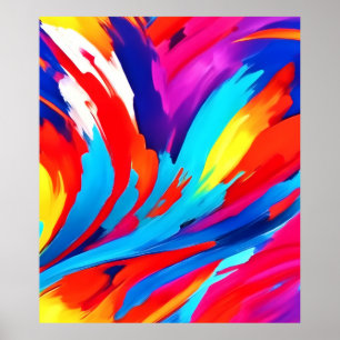 Kleurrijke penseelstreken kunst poster