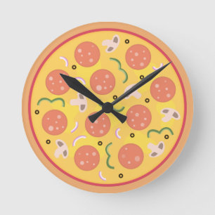Kleurrijke Pepperoni Pizza Liefhebbers Ronde Klok