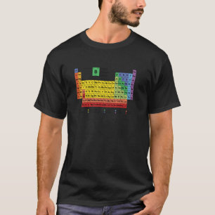 Kleurrijke periodieke lijst van elementen met besc t-shirt