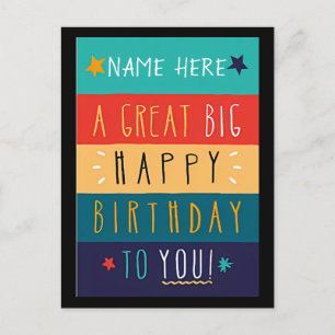 Kleurrijke Persoonlijke Typografie Verjaardag Briefkaart