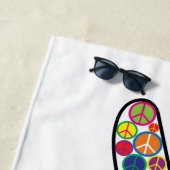 Kleurrijke persoonlijke vredeshandschoenen strandlaken (In situ)