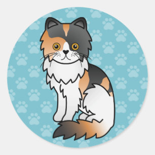 Kleurrijke Perzische Kat Schattige Cartoon Kunst T Ronde Sticker