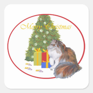 Kleurrijke Perzische Katten Kerstmis Vierkante Sticker