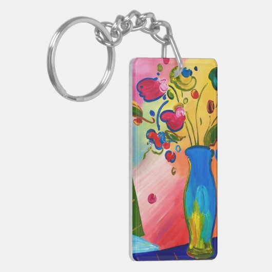 Kleurrijke Peter Max geïnspireerd Sleutelhanger (Voorkant Links)