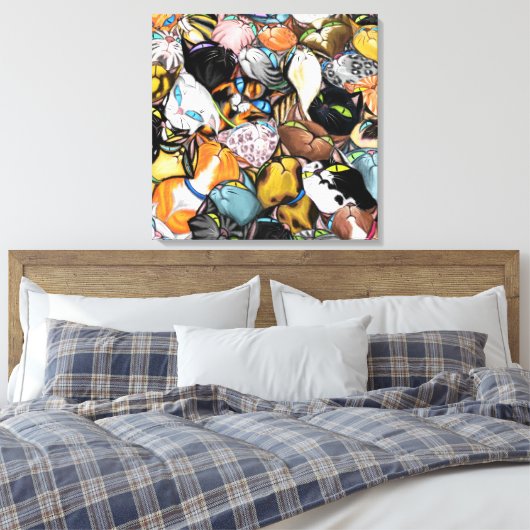 Kleurrijke peuterkatten Hug Canvas afdrukken - sch (Insitu (Slaapkamer))
