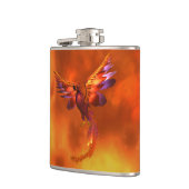 Kleurrijke Phoenix die tegen een vurige achtergron Heupfles (Links)