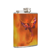 Kleurrijke Phoenix die tegen een vurige achtergron Heupfles (Rechts)