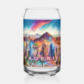 Kleurrijke Phoenix Skyline Blikvorm Glas (Voorkant)