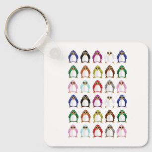 Kleurrijke Pinguïn Patroon Cute Kawaii Sleutelhang Sleutelhanger