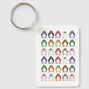 Kleurrijke Pinguïn Patroon Leuke Whimsical Cute Di Sleutelhanger
