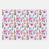 Kleurrijke Pinks en Paarse Waterverf Bloemen Inpakpapier Vel (Voorkant)