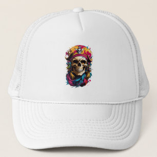 Kleurrijke piratenschedel trucker pet