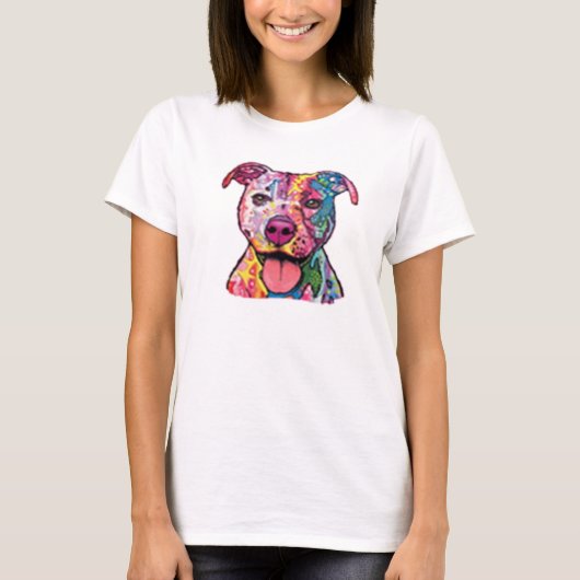 Kleurrijke Pitbull T-shirt (Voorkant)