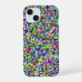 Kleurrijke Pixel Vierkanten Achtergrondpatroon iPhone 15 Hoesje